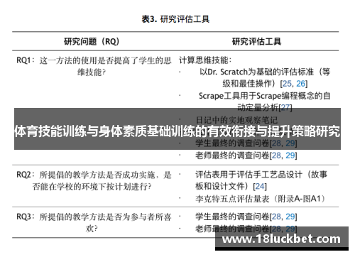体育技能训练与身体素质基础训练的有效衔接与提升策略研究